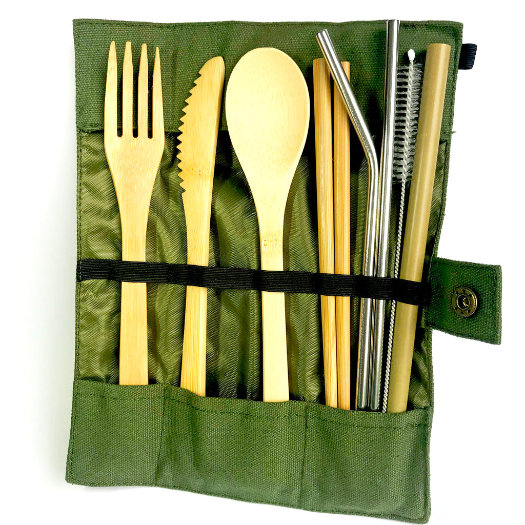 travel bamboo cutlery set - plastic alternative