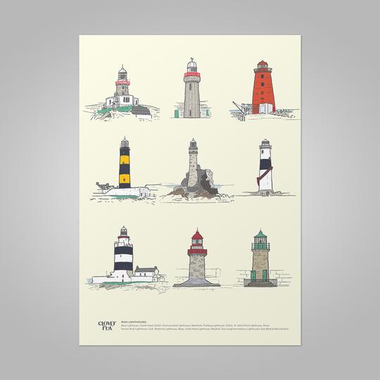 Irish Design A4 Print Irish Lighthouses