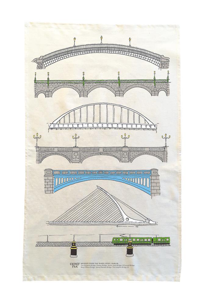 Irish Design Dublin Bridges Tea Towel