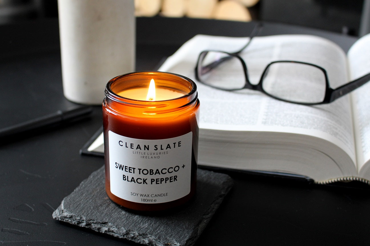SWEET TOBACCO + BLACK PEPPER - Clean Slate Soy Wax Candle