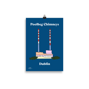 Poolbeg Chimneys Dublin A4 Print