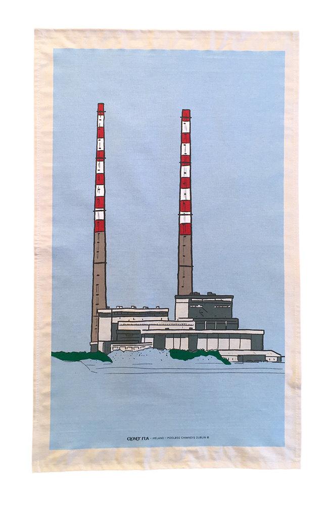 Irish design, poolbeg chimneys tea towel