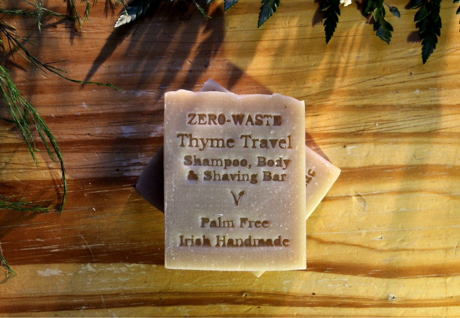 Thyme Travel Zero Waste Palm Oil Free Shampoo Bar and Shaving Bar
